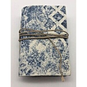 Handmade Bound Mini Paperboard Journal Blue White Twine Tie Blank Inserts 3x2”